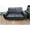 Image 2 : Black Loveseat 61" x 21" x 33"H & Matching Armchair 38" x 21" x 33"H