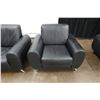 Image 8 : Black Loveseat 61" x 21" x 33"H & Matching Armchair 38" x 21" x 33"H