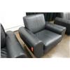 Image 9 : Black Loveseat 61" x 21" x 33"H & Matching Armchair 38" x 21" x 33"H
