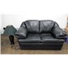 Image 1 : Black Loveseat 60" x 20" x 32"H & Table Lamp w/ Shade