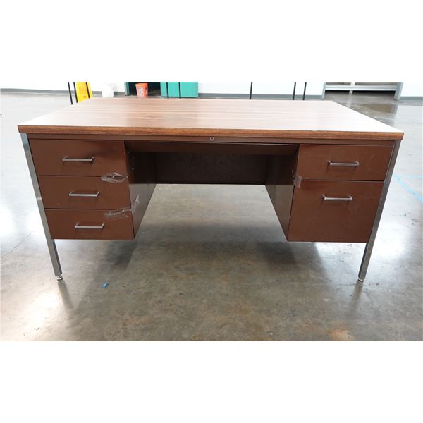 Metal Desk w/ Laminate Top & 6 Drawers 60" x 36" x 29"H