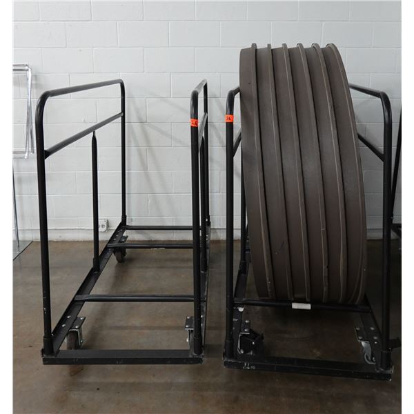 Qty 2 Round Table Dollies w/ 6 Round Tables 60" Dia