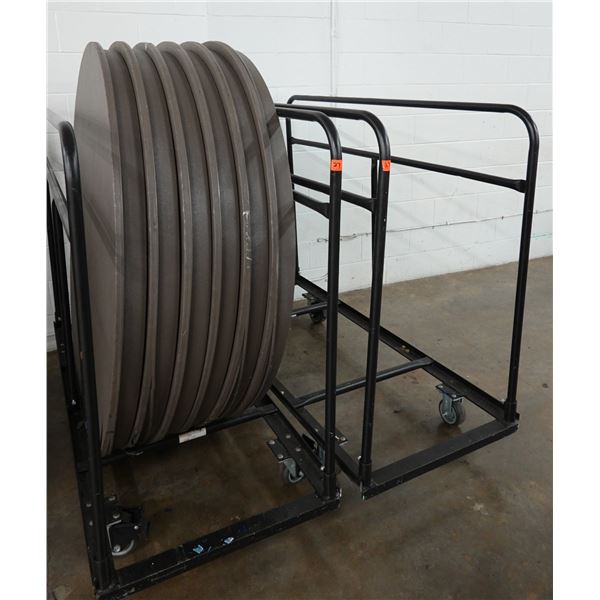 Qty 2 Round Table Dollies w/ 6 Round Tables 60" Dia