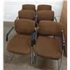 Image 1 : Qty 6 Metal Chairs w/ Upholstered Seats & Backs  21" x 19" x 32"H
