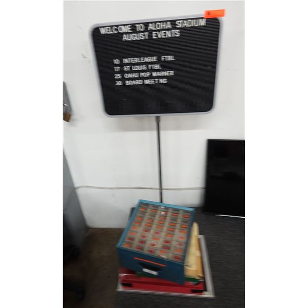 Aloha Stadium Letter Board on Pedestal Stand 24" x 51"H  w/ Letters