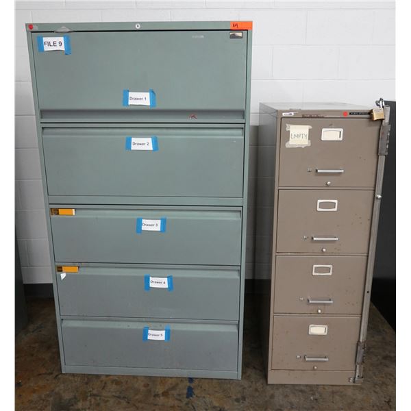 Metal 4-Drawer Filing Cabinet 18" x 28" x 52"H & Lateral 6-Drawer File 36" x 20" x 65"H