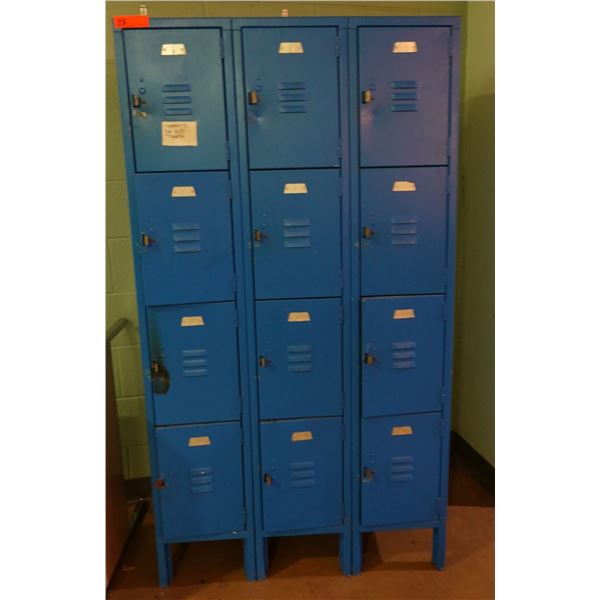 Metal 12-Compartment Locker Unit 36" x 21" x 66"H