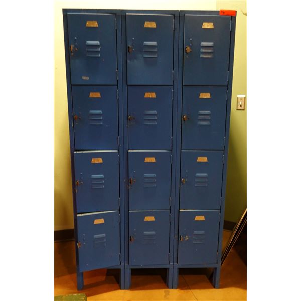 Metal 12-Compartment Locker Unit 36" x 21" x 66"H