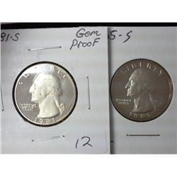 1981-S And 1985-S Washington Quarters (Gem Proof)