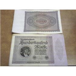 20-1923 German 100,000 Mark Inflation Notes