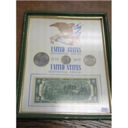 Framed Bicentennial Coins And Currency
