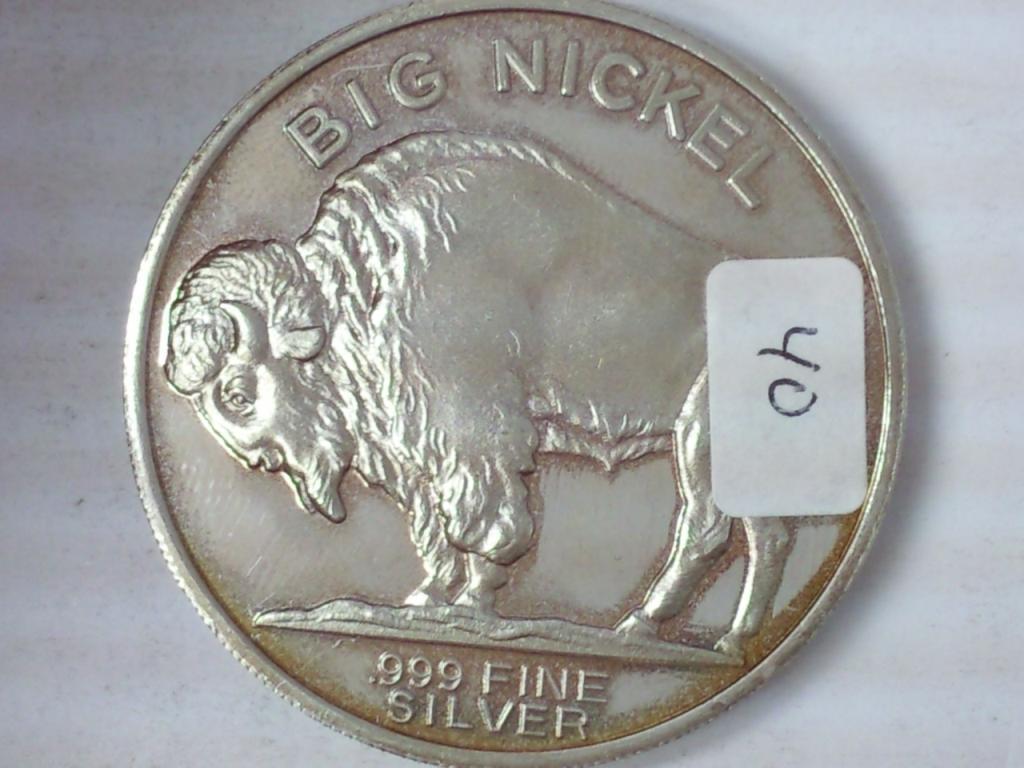 2 Troy Oz. "Big Nickel" .999 Fine Silver Round