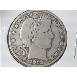 1913-S Barber Half Dollar (VG)