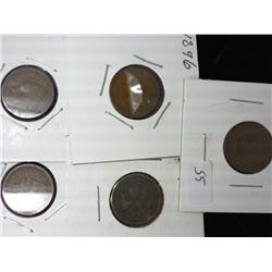 1895-1899 Indian Head Cents (5 Coins)