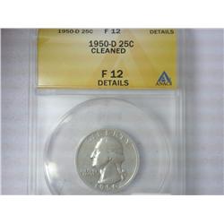 1950-D Washington Quarter ANACS F12 Details
