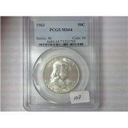 1963 Franklin Half Dollar PCGS MS64