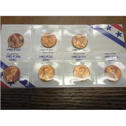 1982-7 Variety Lincoln Cent Set (UNC)