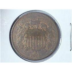 1865 Two Cent Piece (Fine)
