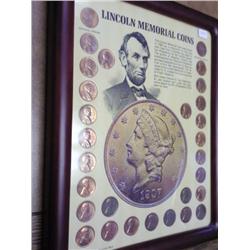 Framed Lincoln Memorial Cent Set (1959-72)