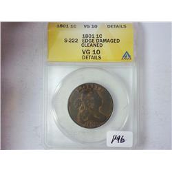 1801 US Large Cent ANACS VG10 Details