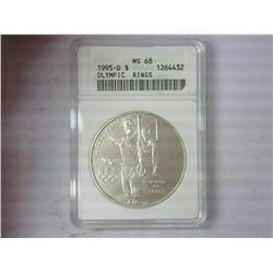 1995-D Gymnastics Silver Dollar ANACS MS68