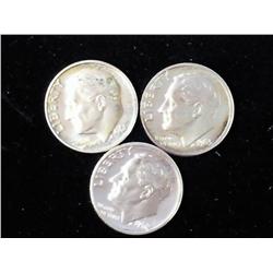 1961, 62 And 63 Roosevelt Dimes (Proofs)