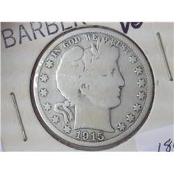 1915 Barber Half Dollar (Key Date) VG
