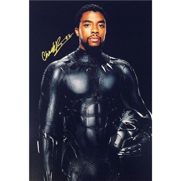 Black Panther Chadwick Boseman facsimile signed movie photo
