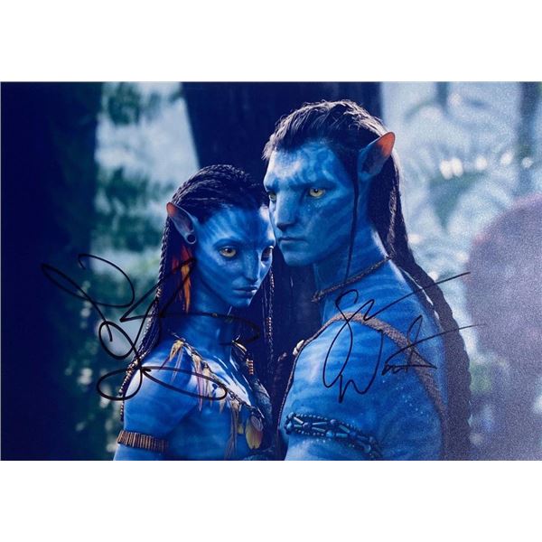 Avatar Zoe Saldana and Sam Worthington facsimile signed  movie photo