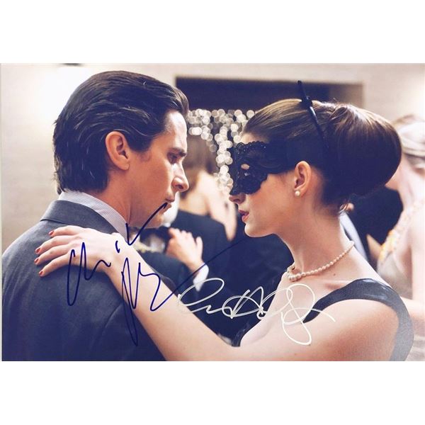 The Dark Knight Rises Christian Bale and Anne Hathaway signed movie photo