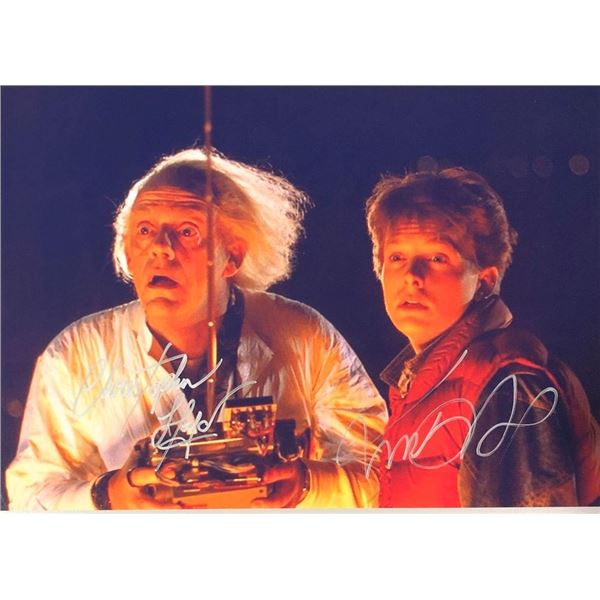 Back to the Future Michael J. Fox and Christopher Lloyd facsimile Signed Movie Photo