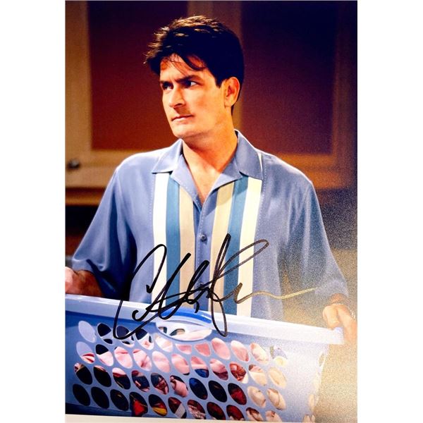 Two and a Half men Charlie Sheen facsimile signed photo