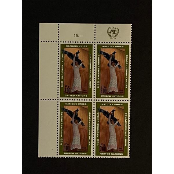 Four United Nations Geneva Stamps with Plate Block Unused
