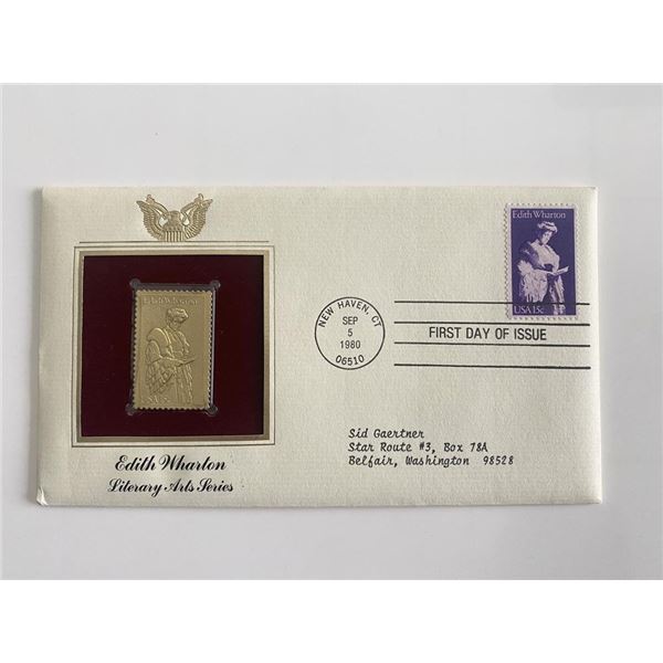 Edith Wharton Literary Arts Series Gold Stamp Replica First Day Cover