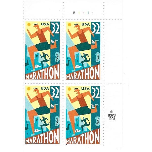 1995 Marathon stamps plate block