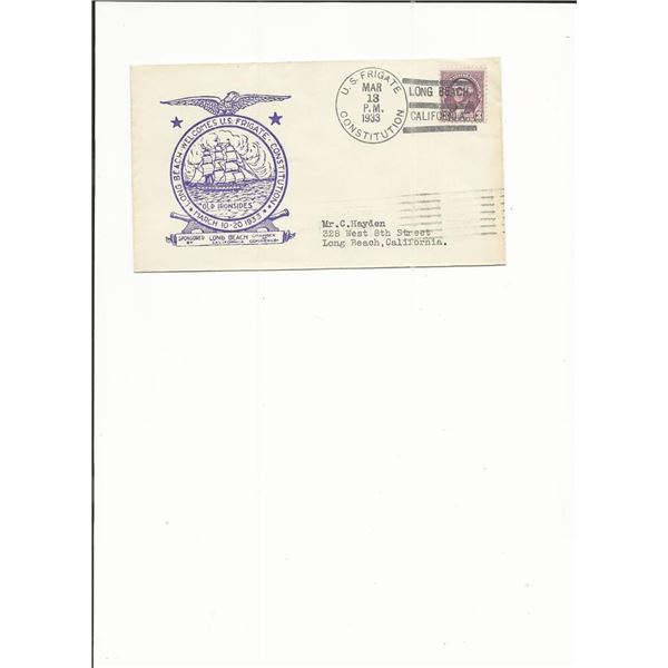Long Beach Welcomes U.S. Frigate, Constitution - Show Cover - 1933