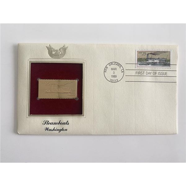 Steamboats Washington Gold Stamp Replica First Day Cover