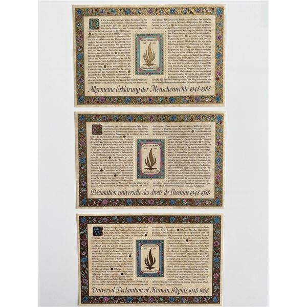 1988 United Nations set of 3 stamps