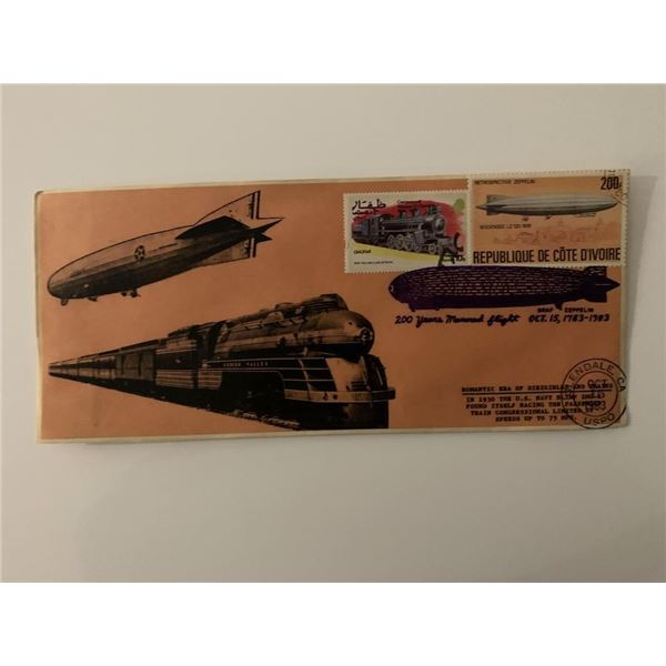 Romantic Era of Dirigibles and Trains - First Day Cover - ZMC-2 U.S. Navy Blimp & Passenger Train Co