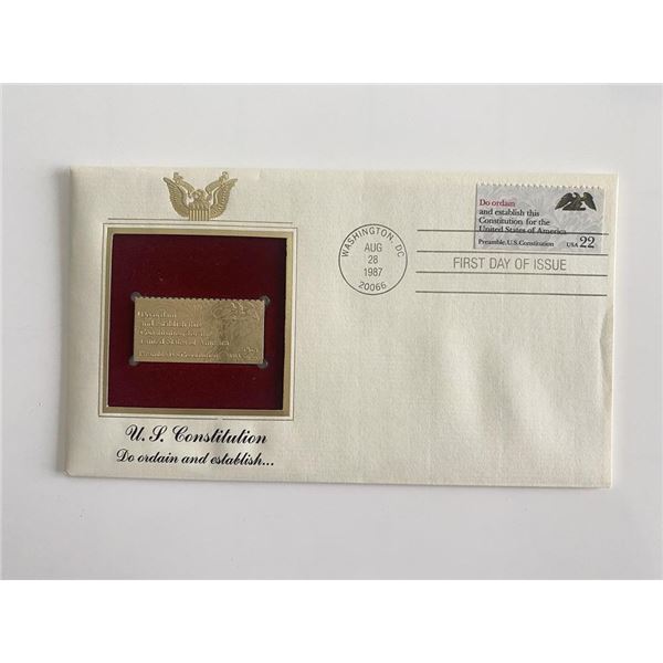 U.S. Constitution Do Ordain and Establish Gold Stamp Replica First Day Cover