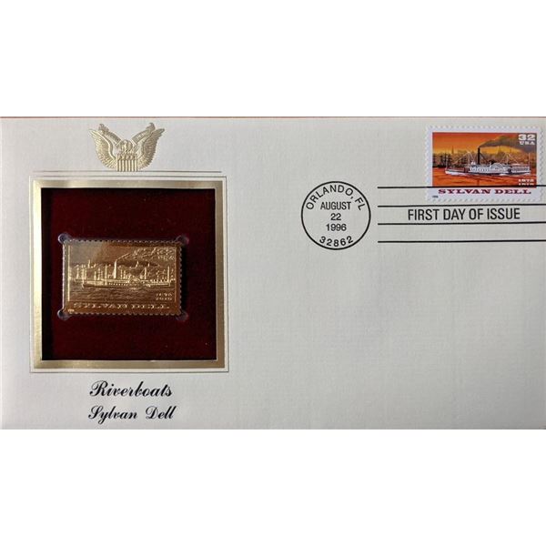 Riverboats Sylvan Dell Gold Stamp Replica First Day Cover