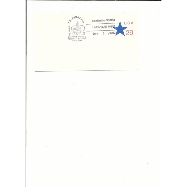 La Porte, IN County Courthouse Centennial - First Day Cover - 1992