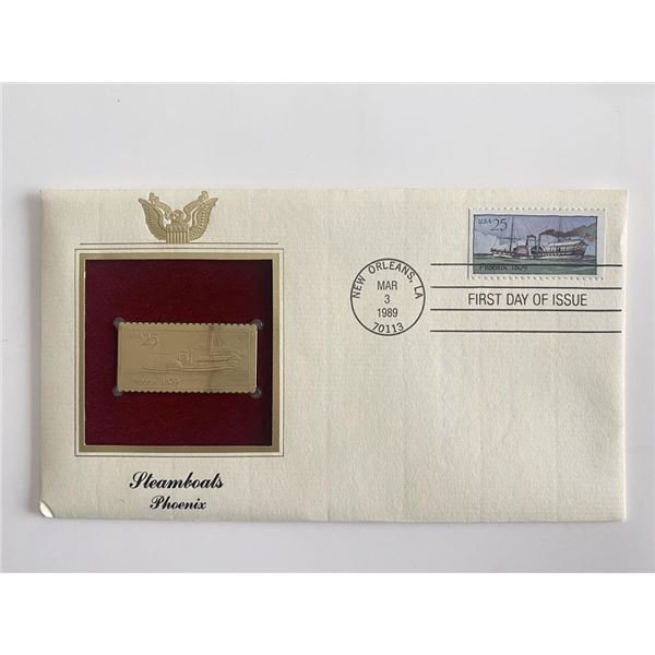 Steamboats Phoenix Gold Stamp Replica First Day Cover