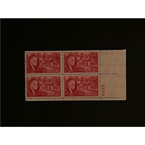 Four 2 Cent Roosevelt Stamps with Plate Number