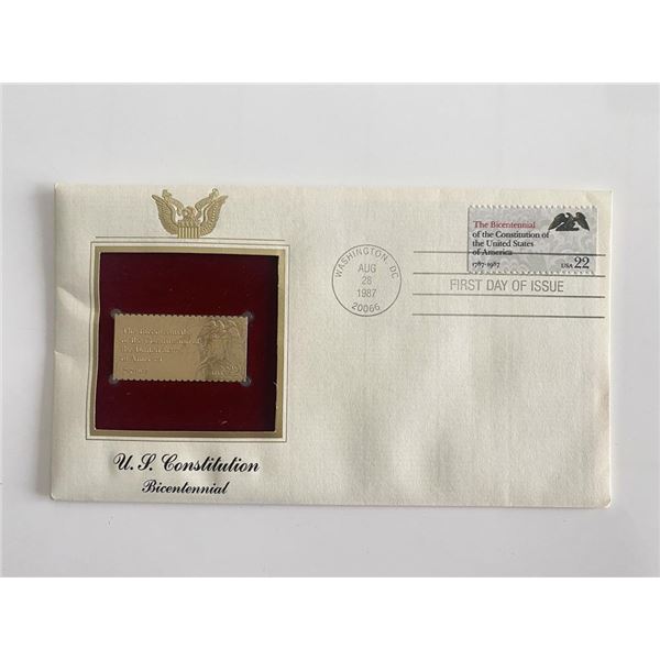 U.S. Constitution Bicentennial Gold Stamp Replica First Day Cover
