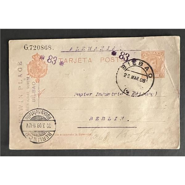 Spain to Berlin 1908 post card