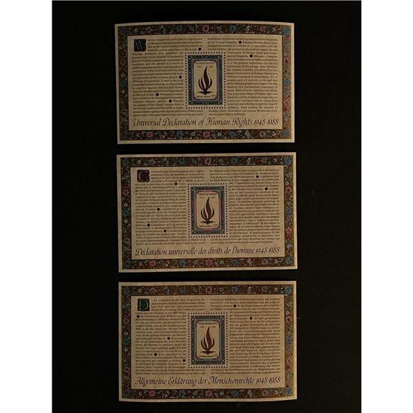 Set of Three United Nations Commemorative Stamps