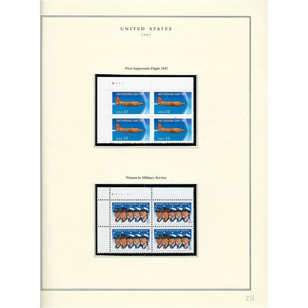 1997 US stamp collector sheet featuring First Supersonic Flight 50th Anniversary and Women in Milita