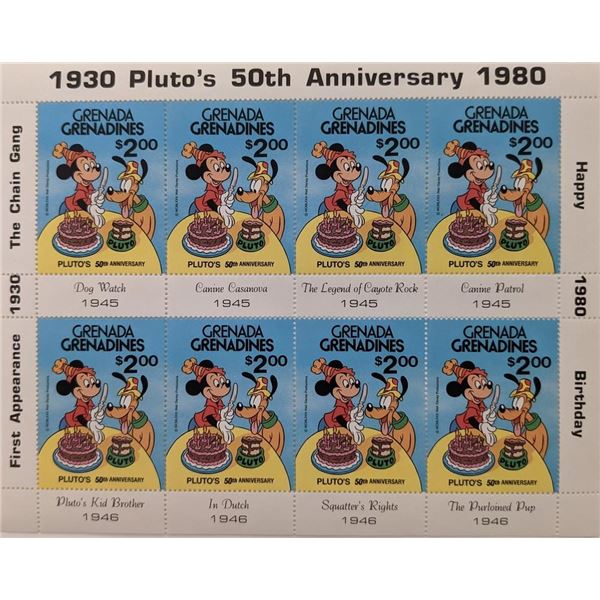1980 Grenada  Pluto's 50th Anniversary Stamp Set