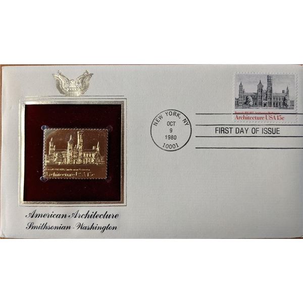 American Architecture Smithsonian, Washington Gold Stamp Replica First Day Cover